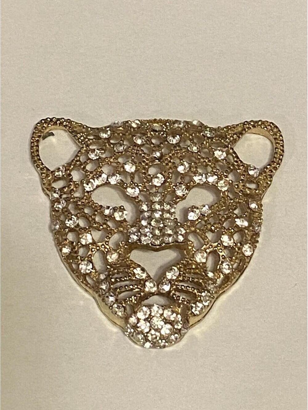 Pendant Rhinestones Goldtone Jaguar